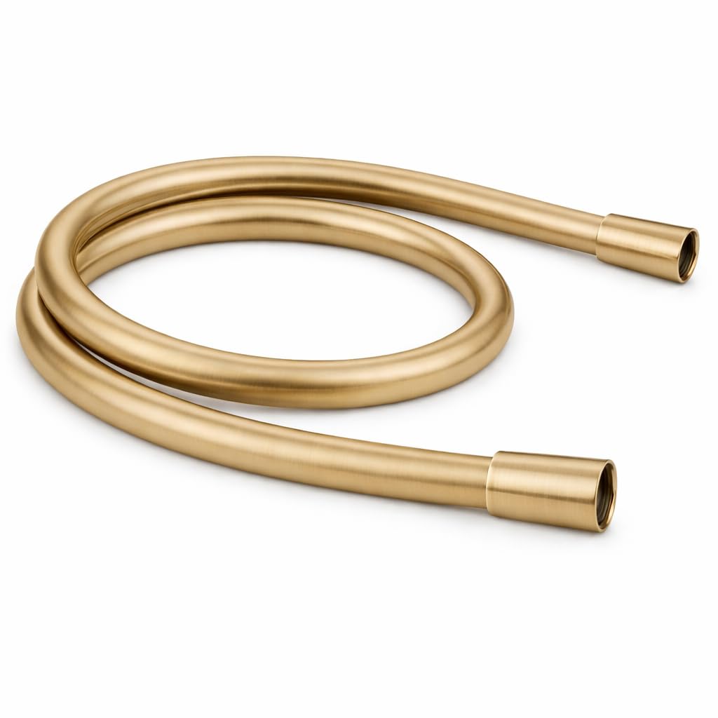 Kartell 1.5m Shower Hoses Universal Replacement for Standard UK Shower Heads High Pressure Flexible Bathroom Shower Pipe Durable Anti Kink Design (Brushed Brass, OFSHBB1)