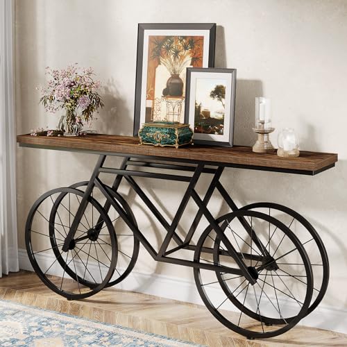 Tribesigns RY0102 70.9-Inch Extra Long Console Table, Narrow Sofa Table With Bicycle Metal Base cover
