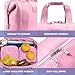 Fit & Fresh Remi Lunch Bag for Women Work – Neoprene Lunch Tote with Containers & Ice Pack, Reusable Meal Prep Lunch Box, Large Capacity, Machine Washable, Pink