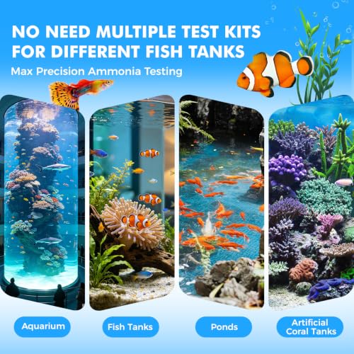 Image of EASYTEST 8-Way Aquarium Test Strips with Ammonia, 150PCS Fish Tank Test Kit