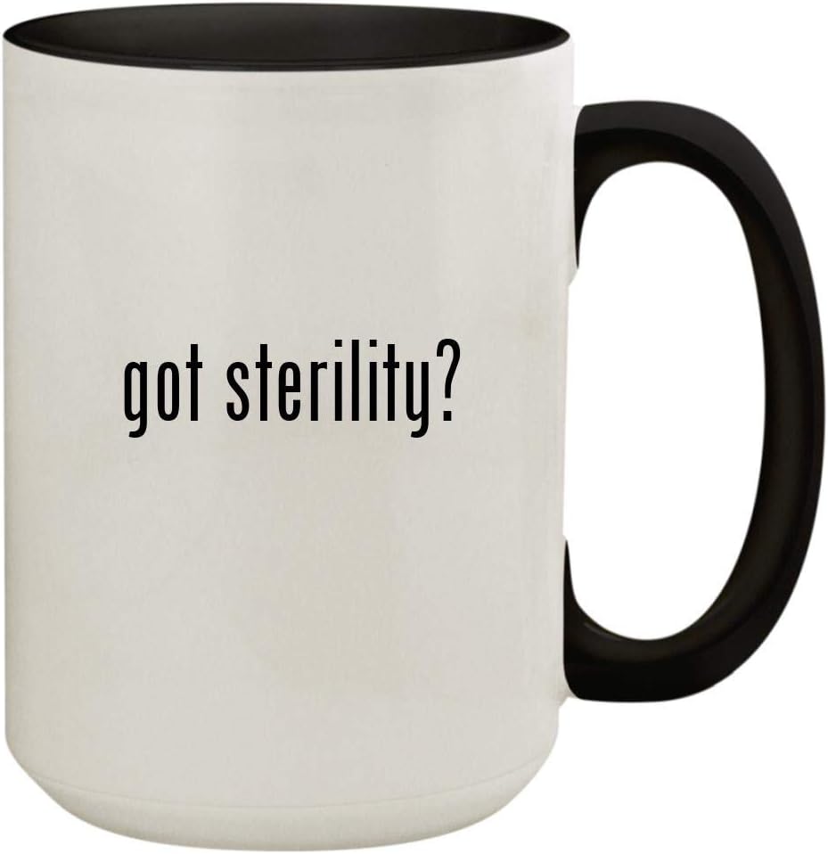 Knick Knack Gifts got sterility? - 15oz Ceramic Colored Inside & Handle Coffee Mug Cup, Black
