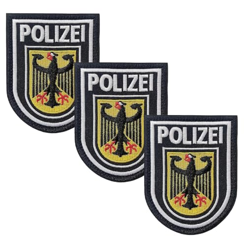 VOSSOT Lot de 3 écussons de police fédérale à brodés pour uniforme, veste, gilet, sac, sac à dos, insigne tactique de police, noir pour officier et...