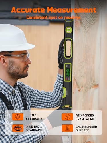 Image of Mecurate 24-Inch Digital Level, Large Electronic Inclinometer with Backlit LCD, ±0.1 Accuracy, Magnetic Electronic Torpedo Level, High Accuracy Angle Finder for Construction Carpentry DIY Projects