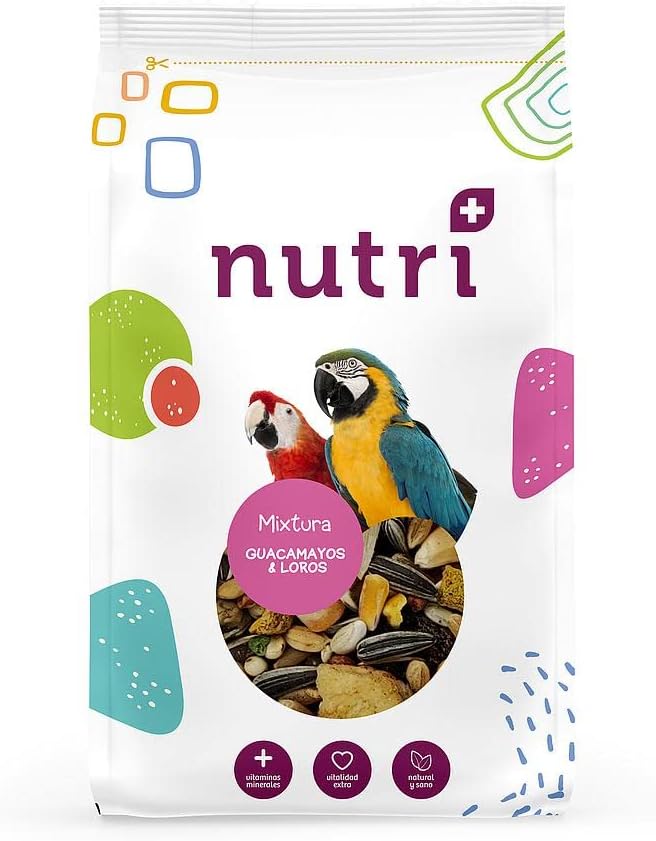 NUTRI+ AVES MIXTURA LOROS Y GUACAMAYOS CON FRUTA (BOLSA 600 GR APROX)