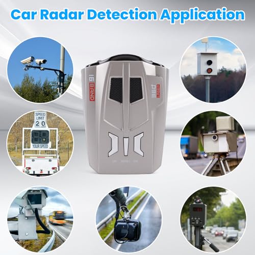 Car Radar Detector 360 Degree Protection Blind Free Electronic Dog Radar Speedometer Tester, Directional System Real Time Voice Alert Speed, Built-in GPS, LED Display