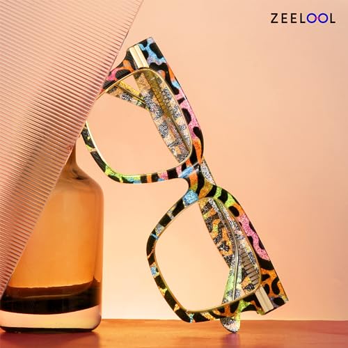Image of Zeelool Square Blue Light Blocking Glasses for Women, Acetate Personality Fit Glasses Frame Eyegwear with Clear Lenses Taylor ZJGX799757-05B, Pattern
