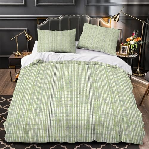 Parure de lit microfibre 135x200 rayures vertes avec housse de couette - 2
