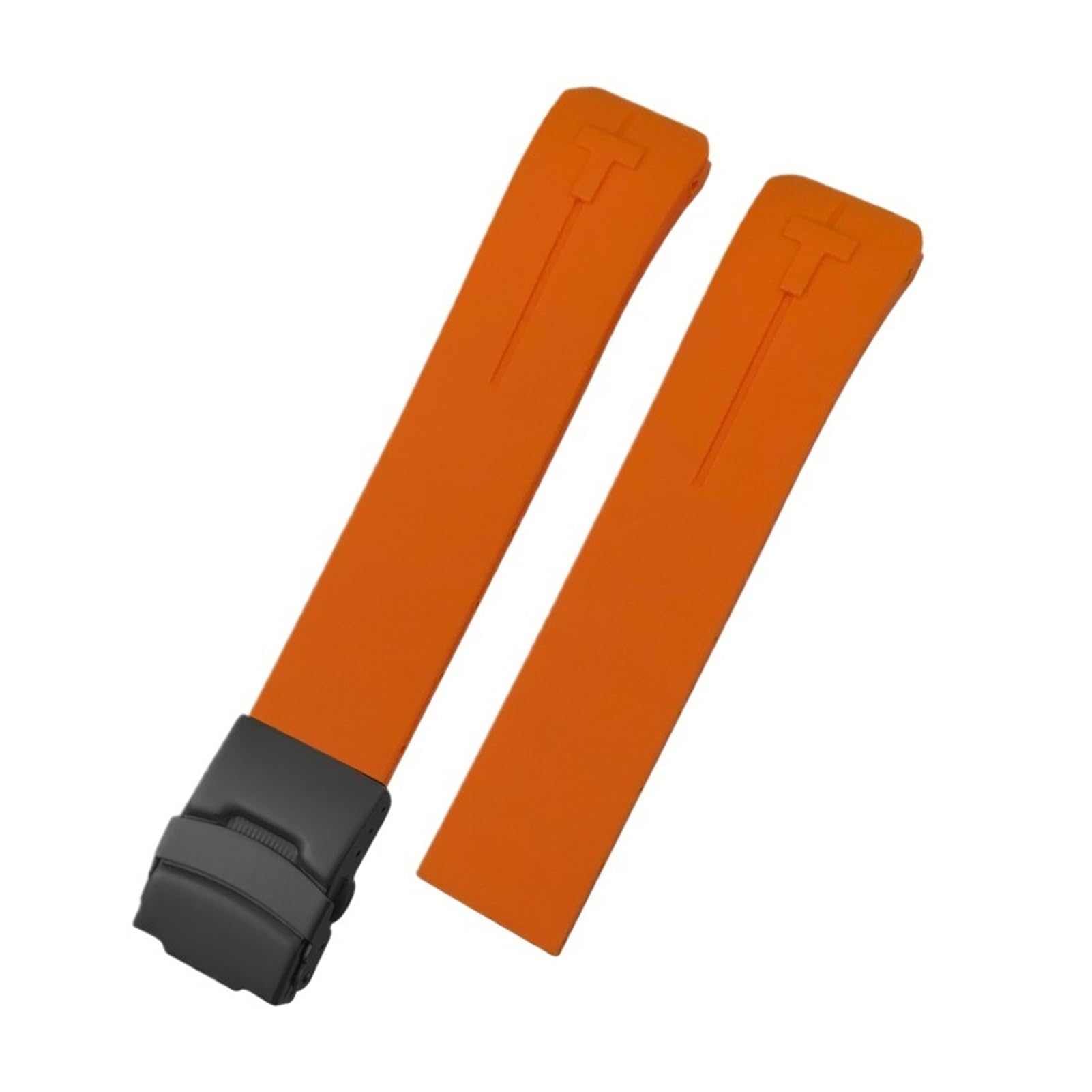 Bracelet montre caoutchouc 21mm orange noir pour Tissot T-Touch T013 T047 T048 T091 incurvé