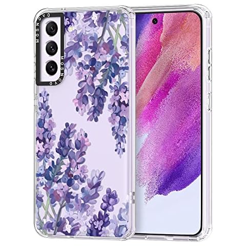 MOSNOVO Case for Galaxy S21 FE, Shockproof TPU Bumper Slim Clear Case with Women Teen Girl Floral Flower Design for Samsung Galaxy S21 FE 5G Phone Case Cover - Lavender Cover