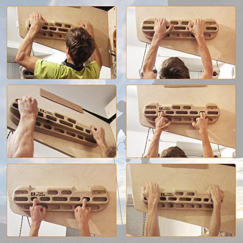 TWO STONES Climbing Hangboard Rock Climbing Training as Climbing Fingerboard with Jugs, Slopes and Edges, Pockets as Door Mounted Training Station Rock Climbing Pull Up Bar (CJ-HB2001) - Thumbnail 5