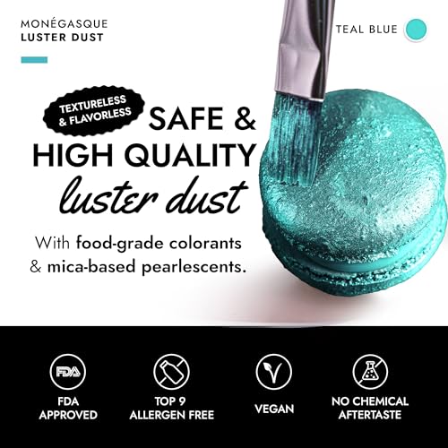 Image of MONEGASQUE Teal Blue Edible Glitter for Drinks & Cakes, Luster Dust, 7g | Beverage Shimmer Powder, for Mocktails, Cupcakes & Charcuterie, Cocktail Garnish, Food-Grade, Vegan, Sparkle Powder