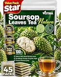 WOTIHA 45 Count Premium Soursop Graviola Tea Bags - 100% Natural soursop leaves, Non-GMO, Caffeine/Sugar/Gluten Free Vegan, Food-Grade Biodegradable Bags, Hojas De Guanabana.