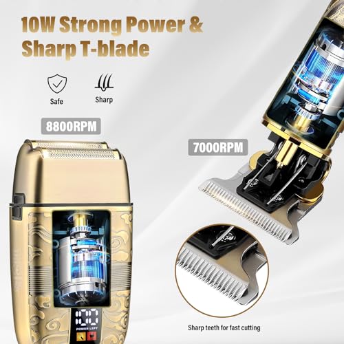 Image of Saoilli Hair Clippers Set, Beard Trimmer Kit,Multi-Function Personal Care | Cordless T-Blade Trimmer,Nose Hair Trimmer,Metal steel,Fast Charging,Electric Razor Shaver for Home & Barber Use