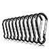Michael Josh 20PCS Carabiner Caribeener Clips,Small Aluminum Carabeaner Hooks with 10PCS Wire Keychain Cable +20PCS Keyrings Bulk Pack(Black)
