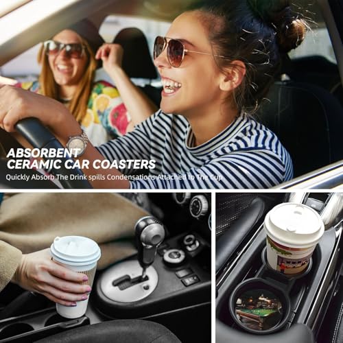 2 posavasos cerámicos para portavasos de auto miniatura 7