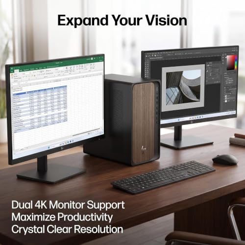 Image of HP OmniDesk Business Desktop, Intel Ultra 7-265(20 Core, 20Threads Beats i9-12900K), 32GB DDR5 RAM, 1TB PCIe SSD, Dual Monitor Support, AI-Ready Performance, Ethernet, Wireless KB & Mouse.Windows 11