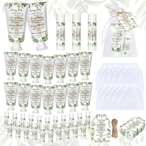 FYSUIMU 24 Sets Christian Hand Cream and Lip Balm Gift Set Bible Verse Cross Travel Size Hand Lotion Lip Balm Bulk with Organza Bags Tags for Women Wedding Bridal Baby Shower Christmas Holiday