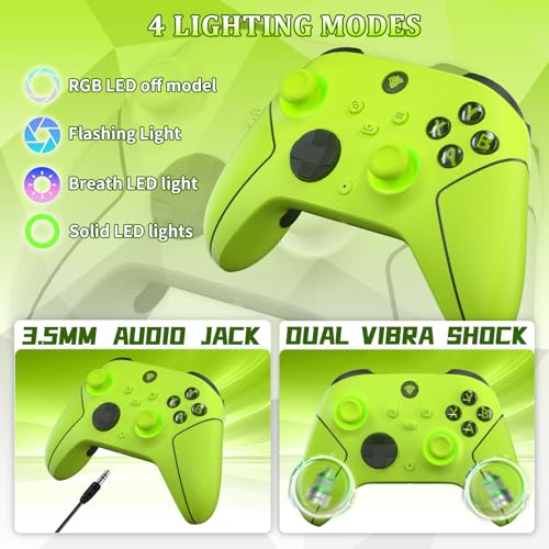 Image of SZDILONG 2.4GHz Wireless Controller for Xbox Controller, Xbox One Series X|S Consoles, PC Windows, Steam, with 7 Colors RGB Light /1000mAh Battery /Programmable /Turbo, Dual Vibration /3.5mm Audio Jack (Yellow)