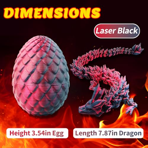Yeefunjoy 3D Printed Dragon in Egg, 3D Printed Fidget Toy, Full Articulated Dragon Crystal Dragon with Dragon, Flexible Joints Home Decor Executive Desk Dinosaurs Toys, Kids Gifts for Stress Relief