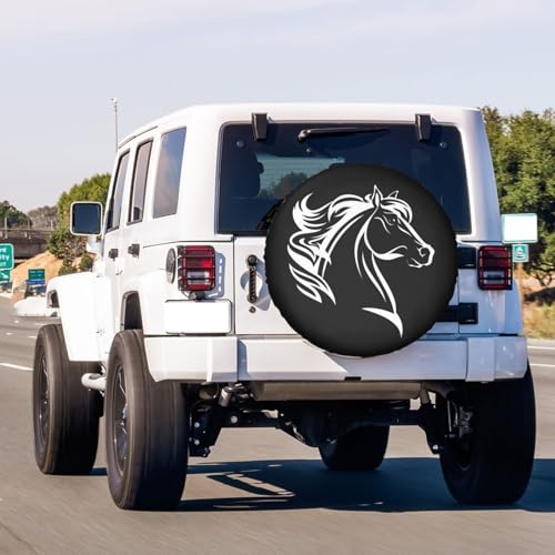 Image of Horse Head Spare Tire Cover Dust-Proof Wheel Tire Cover Fit Trailer, RV, SUV and Many Vehicle 15 Inch