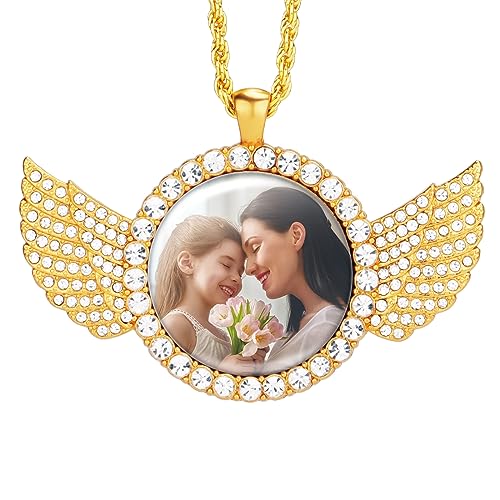 ALBK Personalized Picture Necklace for Men - Customized Hip Hop Jewelry Picture Pendant Necklace, Custom Photo Pendant Memorial Necklace with Picture Inside for Men Women Chain Pendant jewelry