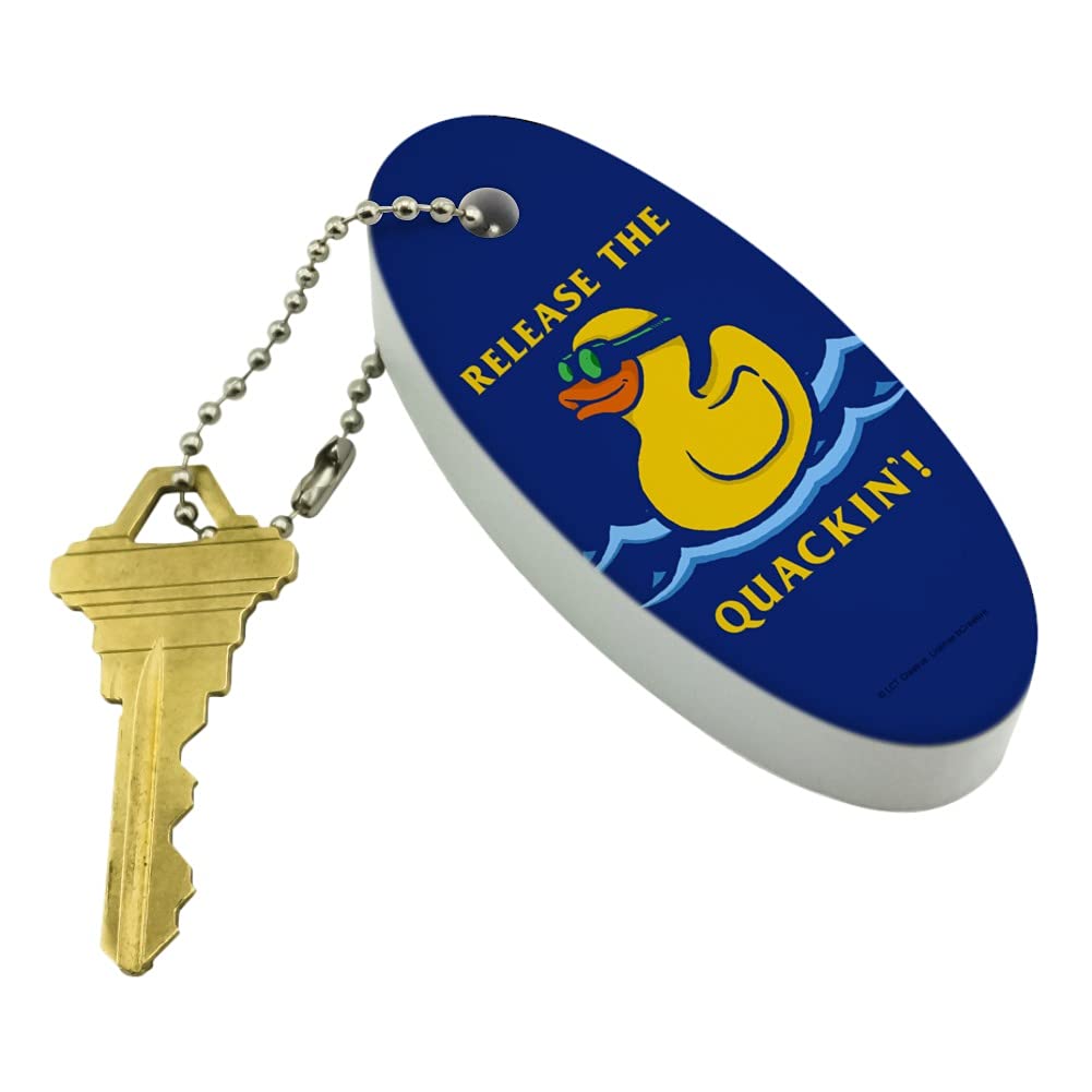 GRAPHICS & MORE Release The Quackin' Kraken Rubber Duck Funny Humor Floating Keychain Oval Foam Fishing Boat Buoy Key Float