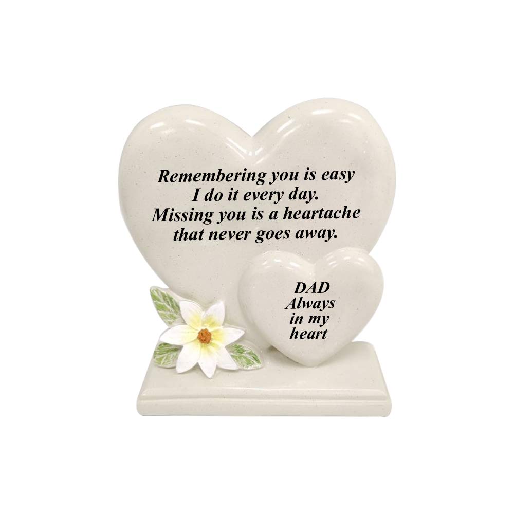 Onlinestreet Personalised Grave Ornament/Memorial Plaque With Double Hearts | Graveside Decoration Gift In The Loving Memory Of Your Loving Deceased Ones (Dad)