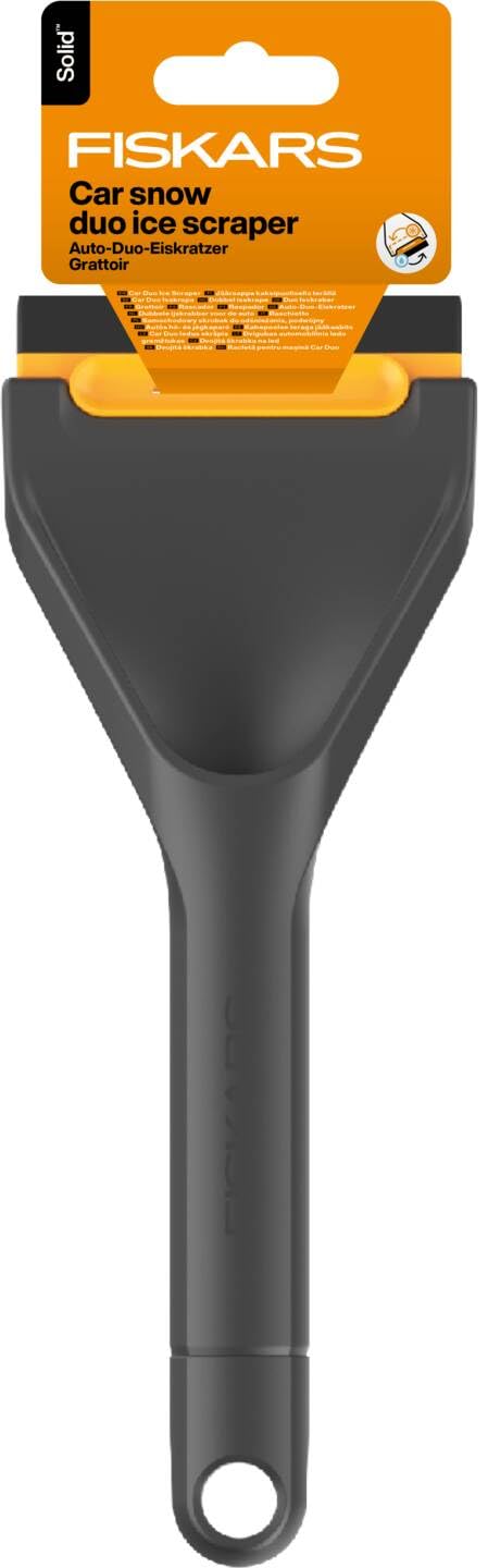Fiskars Solid Raschietto per Ghiaccio 26 cm Bordo Duro e Morbido con Raschietto Sostituibile