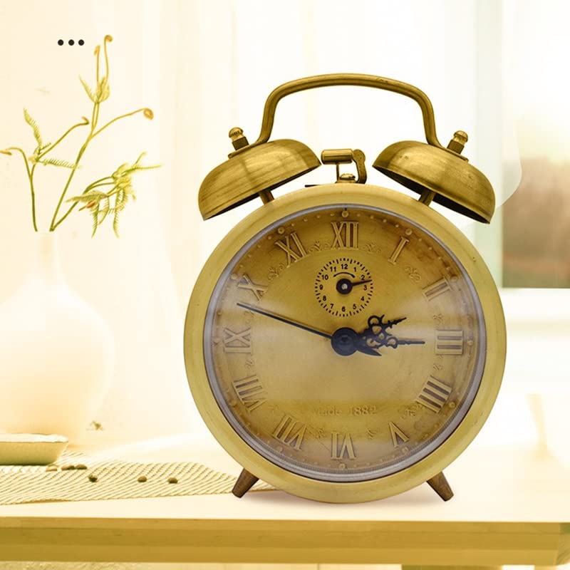 Amazon.co.jp: レトロ機械式目覚まし時計サイレントゴールド時計仕掛け