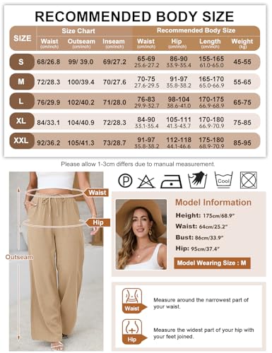 Image of UMIPUBO Womens Linen Pants Flowy Palazzo Wide Leg Pants | Casual Pants,High Waisted Drawstring Trousers,Drawstring Elastic Waist Trousers,Summer Beach Vacation Pants