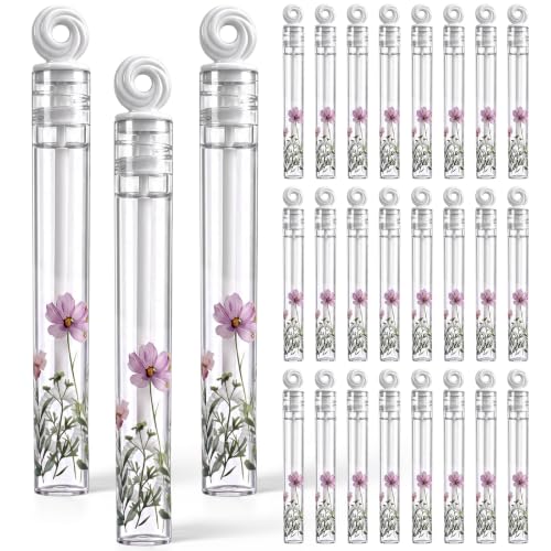 Leitee 24 Pcs Wildflower Party Favor, 4.3'' Mini Bubble Wands, Multicolor