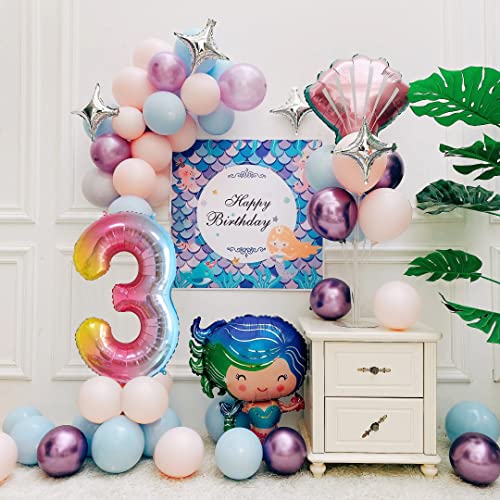 Image of 40 Inch Rainbow Gradient 3 Balloon for 3rd Birthday Decorations