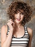 GNIMEGIL Curly Brown Wig Short Curly Hair Wigs for Women Synthetic Hair Halloween Dirty Dancing Wig Baby Costume Party Rock Wig Cosplay Zuul