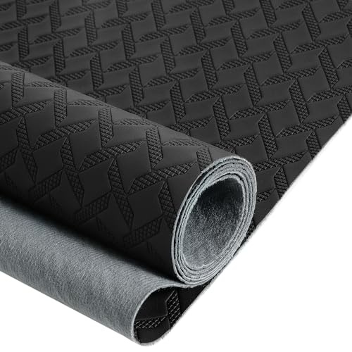 Marine Vinyl Fabric, Upholstery Faux Leather, 1.0mm Thickness, 61' Width (59' Usable), Perfect for Cars, Outdoor Yachts, and Home Furniture(Black,Pre-Cut 36'x61')