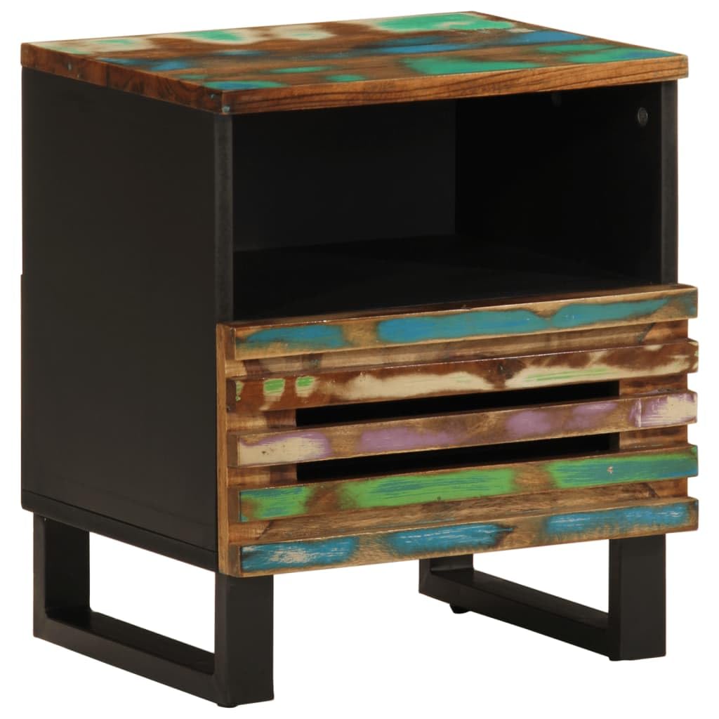 Lot de 2 tables de chevet en bois massif vieilli - 40 x 34 x 46 cm