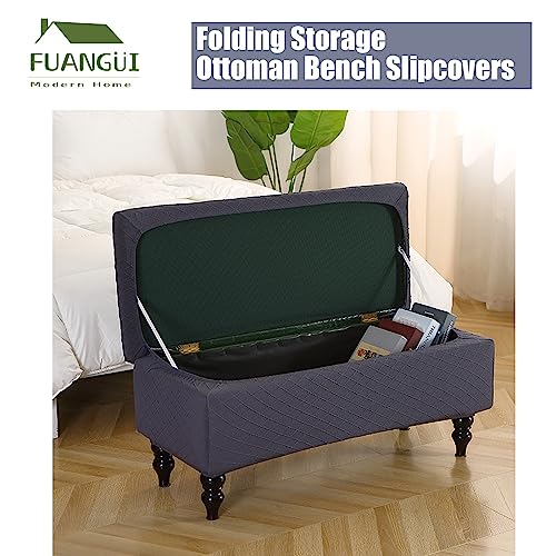 Image of FUANGUI Ottoman Cover Stretch Storage Ottoman Bench Slipcover Printed Folding Storage Bench Ottoman Cover Footrest Stool Slipcover Footstool Protector Cover with Elastic Bottom,Medium