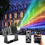 Smart Outdoor Laser Lights Projector, 7 Color Motion Firefly Star Shower Laser Lights, Moving RGB Christmas Projector,IP65 Waterproof with App&Remote Control,Suitable for Homes, Gardens, and Parties