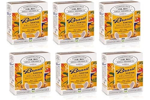Caffè Corsini - Capsule Caffè Compatibili Nespresso Compagnia dell'Arabica Brasile, Gusto Delicato, 6 Confezioni da 10 Capsule