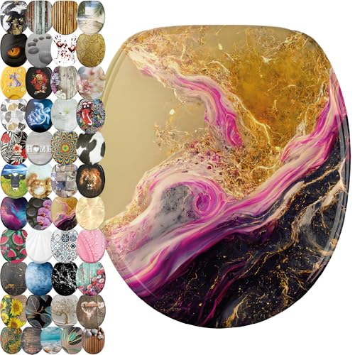 Sanilo WC Sitz mit Absenkautomatik, viele neue Toilettendeckel zur Auswahl, hochwertige Oberfläche, einfache Montage, stabile Scharniere (Marmor Brillante)