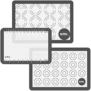 Amazon Brand - Umi Silicone Macaron Baking Mats, Nonstick Reusable Silicone Baking Liners, Silicone Macaron Cookies Pastry Sheet with Circle Measurement Half/Quarter/Round Size