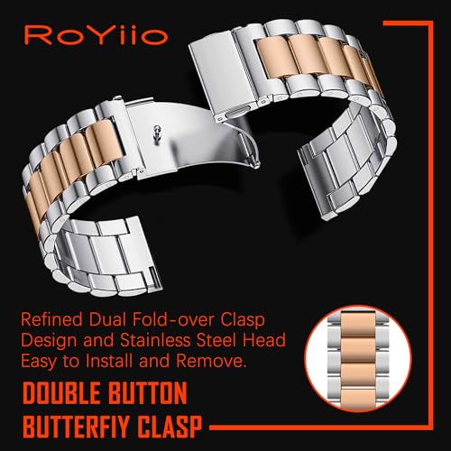 RoYiio Metal Strap for Xiaomi Watch S4/2/S3/2 Pro/S2 Straps Redmi Watch 5 Lite/Active Strap Stainless Steel 22mm Replacement Band for Garmin Venu 4 45mm/Forerunner 570 47mm/Venu 3 - Image 2