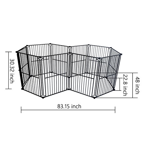 LEMKA Heavy Duty Dog Playpen Dog Kennel Pet Dog Exercise Playpen Foldable Dog Steel Crate Wire Metal Cage 10 Panels with Canopy - 48 inches