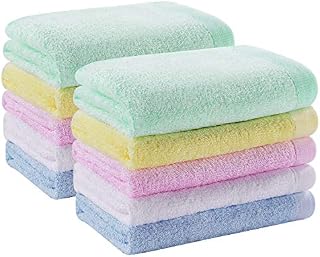 Yoofoss Washcloths Bamboo Face Towel Hand Cloth Set 10-Pack for Bathroom-Hotel-Spa-Kitchen Multi-Purpose, Ultra