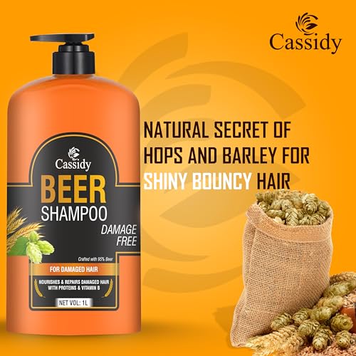 Image of Cassidy Beer Shampoo With Proteins and Vitamin B, For Damaged Hair,1L | With Proteins, Vitamin B