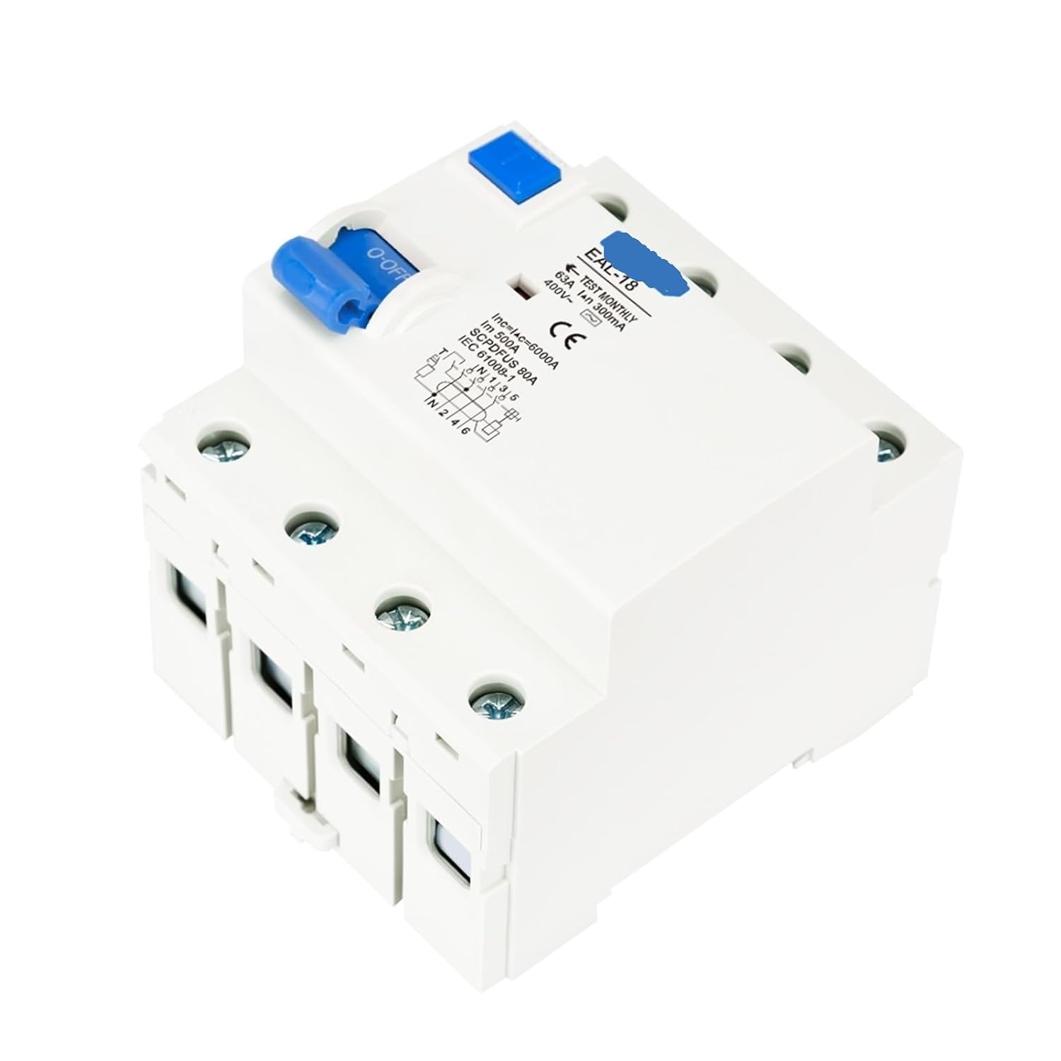 2P 4P 10/30/100/300mA Type AC RCCB RCD ELCB Electromagnetic Residual Current Circuit Breaker Differential Breaker Safety Switch(10mA,2P 40A)
