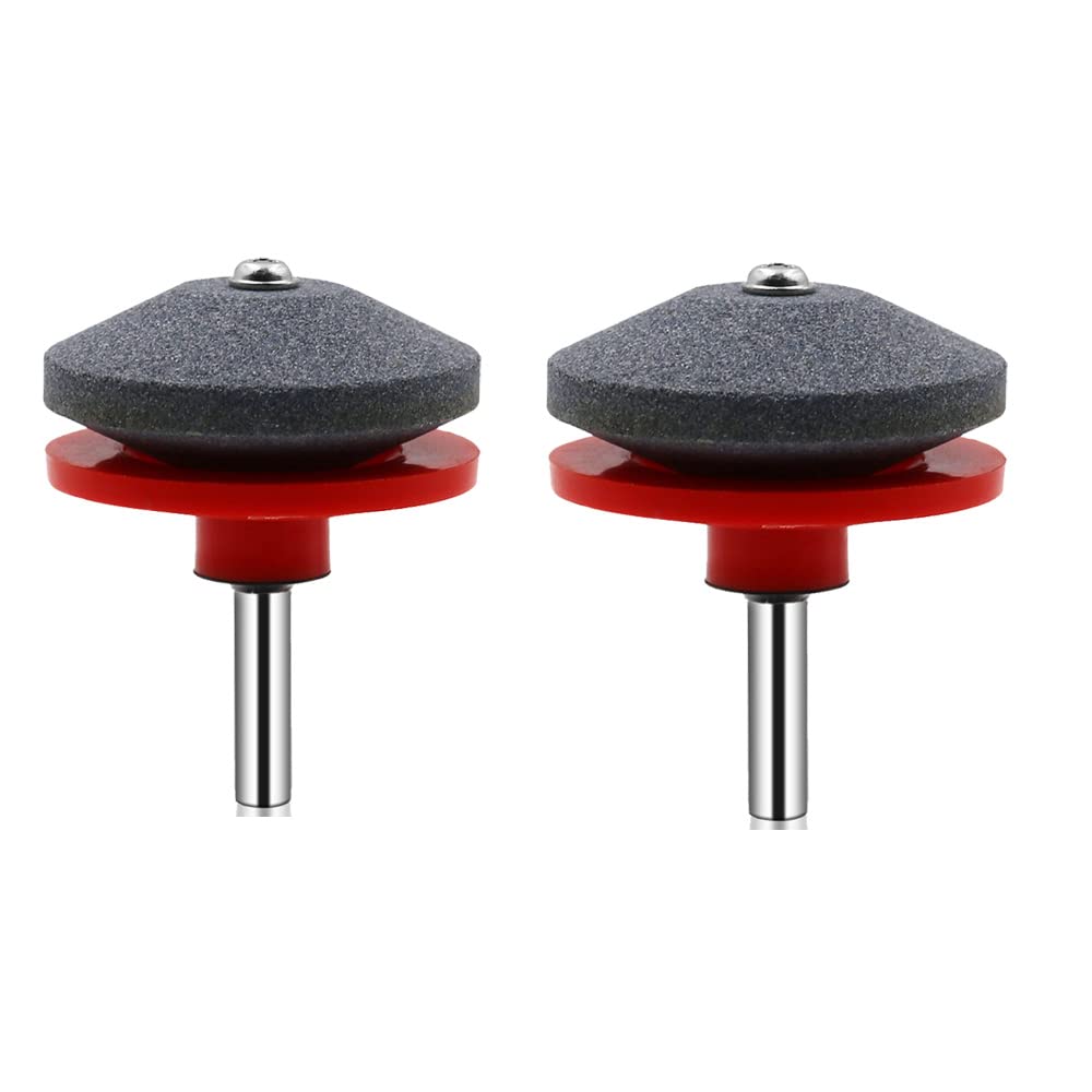 TopHomer Lawn Mower Blade Sharpener 2Pcs Universal Grinder Wheel Stone Lawn Mower Blade Balancer Tool for Power Drill Hand Drill Red
