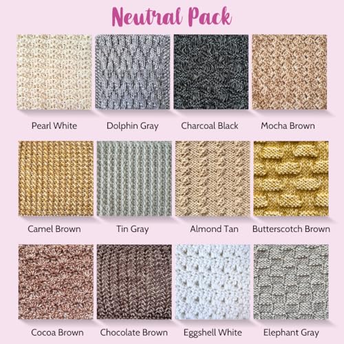 Cotton to The Core Cotton Yarn for Crocheting, 12-Pack (1704 Yds / 600G), Free Patterns, Beginners Friendly - Soft Baby Yarn for Knitting - 3 DK Light Worsted Weight - Neutral Pack - Thumbnail 5