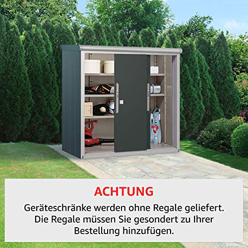 GFP Geräteschrank Metall 150x75x150 cm Gartenschrank wetterfest mit Schiebetür in anthrazit inkl. Fußboden – Bild 5
