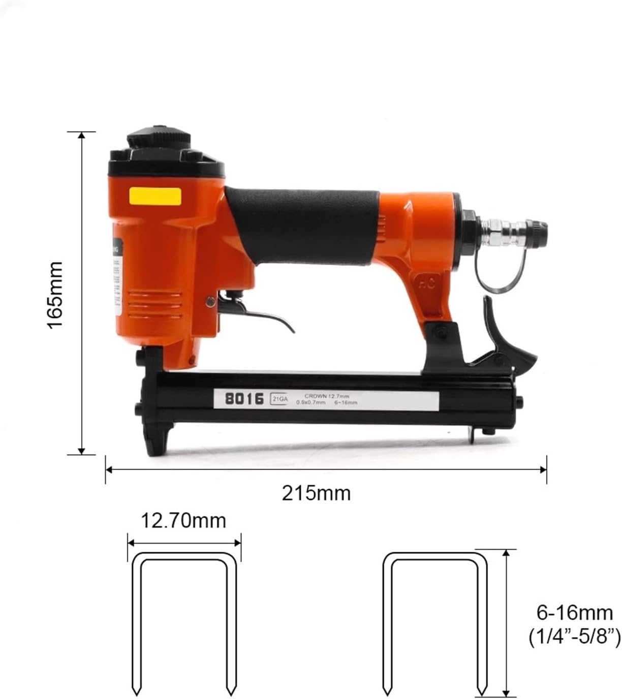 Pneumatic Stapler ，Powered Upholstery Stapler 21GA 8016 Pneumatic Air Stapler Nailer Fine Gun Use for Furniture Woodworking Power Tools 6-16mm