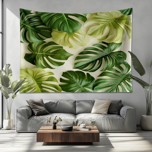 Tapisserie murale Monstera facile à accrocher art vert 230x180